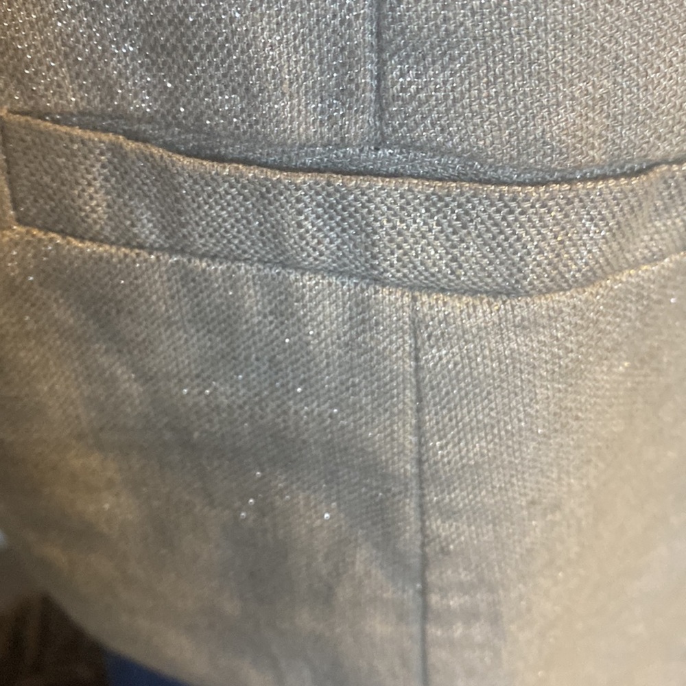 EILEEN FISHER GRAY TWINKLE LINEN WOVEN SHAWL COLLAR VEST - Picture 7 of 12